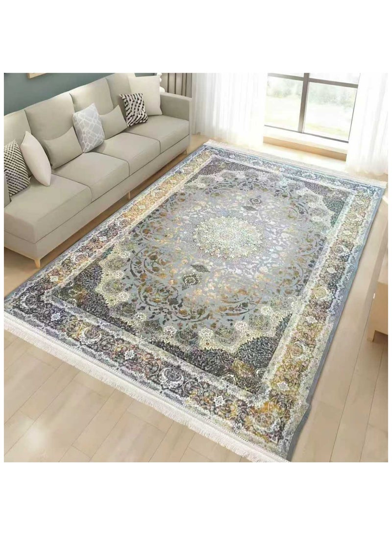 SMART HOME Large padded floor mat with a soft velvet surface and non-slip backing - Living room rug - Majlis rug - Lounge rug - Luxurious decorative rug - Elegant rug with modern patterns for living rooms and majlis - Size 400x300cm - Suitable for everyday use and entertaining - Image 1